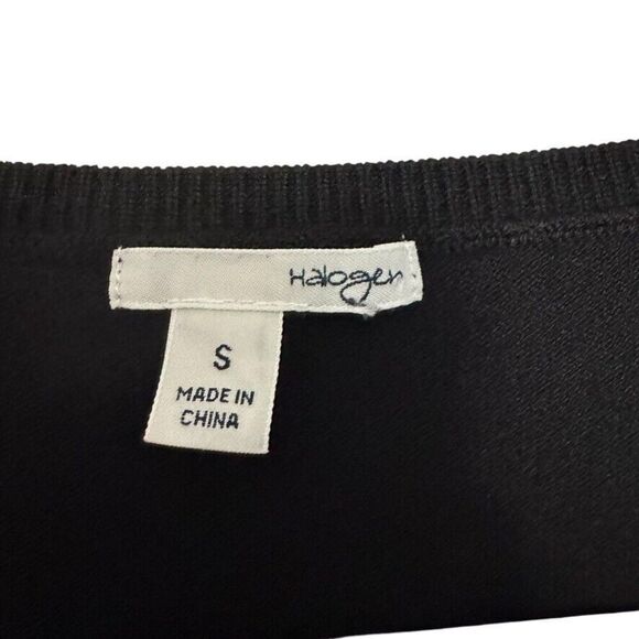 Halogen Long Sleeve Button Up Cardigan Sweater Women S Black Preppy Business - Picture 3 of 5